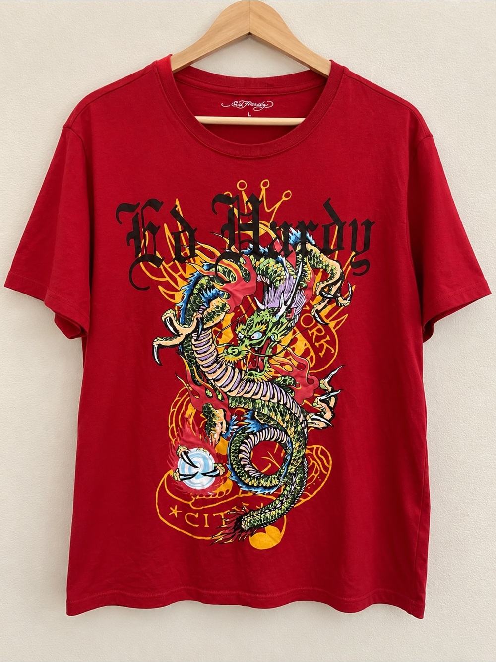 Ed Hardy Red Dragon Graphic Short Sleeve Tee